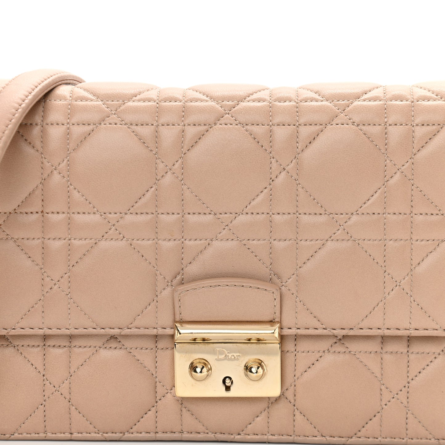 Pearly Lambskin Cannage Miss Dior Promenade Pouch Biege