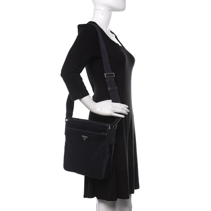 Prada Tessuto Nylon Saffiano Flat Messenger Bag Baltico 2 of 11