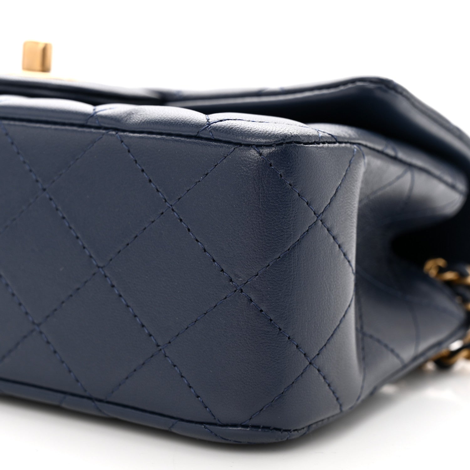 Chanel Lambskin Quilted Mini Metal Top Handle Rectangular Flap Blue 10 of 10