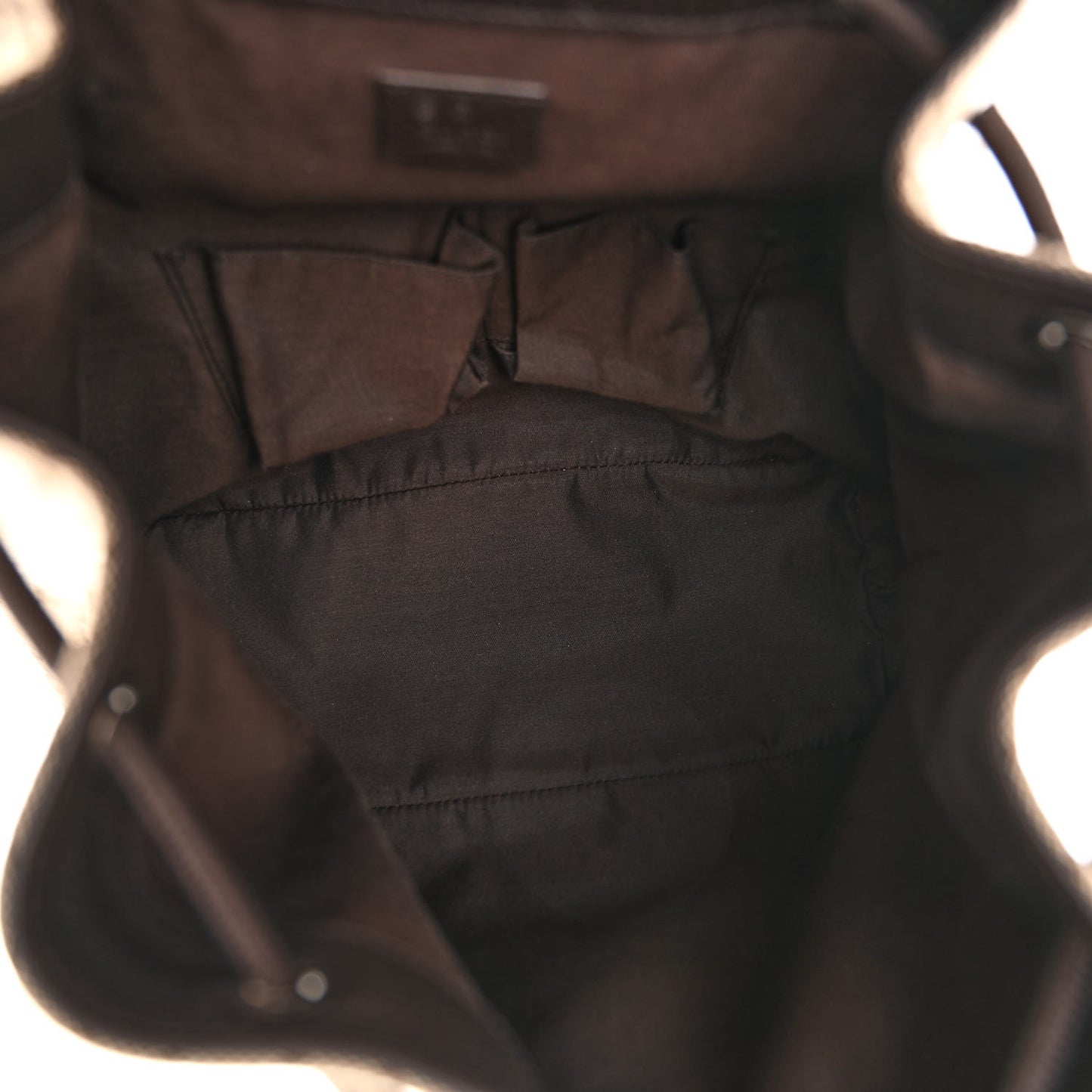 Monogram Dollar Calfskin O Drawstring Backpack Beige Ebony Testa di Moro Dark Chocolate