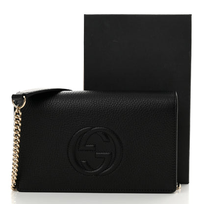 Gucci Pebbled Calfskin Soho Wallet On Chain Black 11 of 11