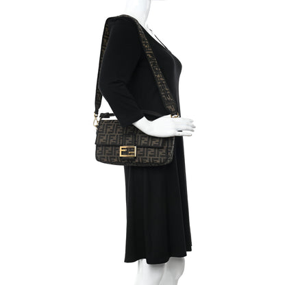 Fendi Fabric Jacquard FF 1974 Medium Baguette Tobacco Moro Black 2 of 15