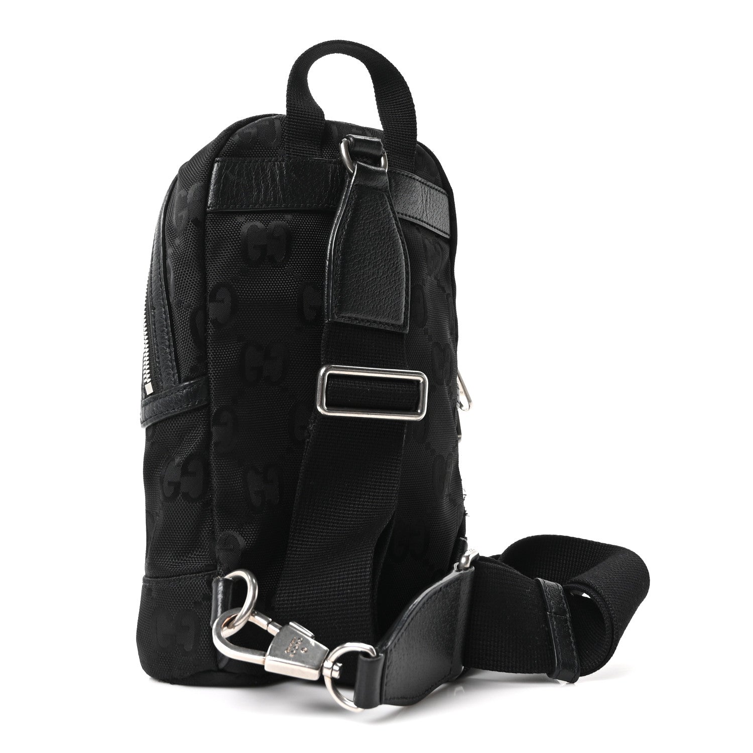 Gucci Econyl Nylon Monogram Off The Grid Sling Backpack Black
