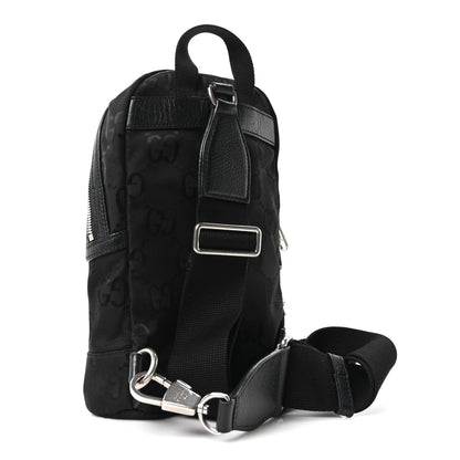 Gucci Econyl Nylon Monogram Off The Grid Sling Backpack Black 2 of 10