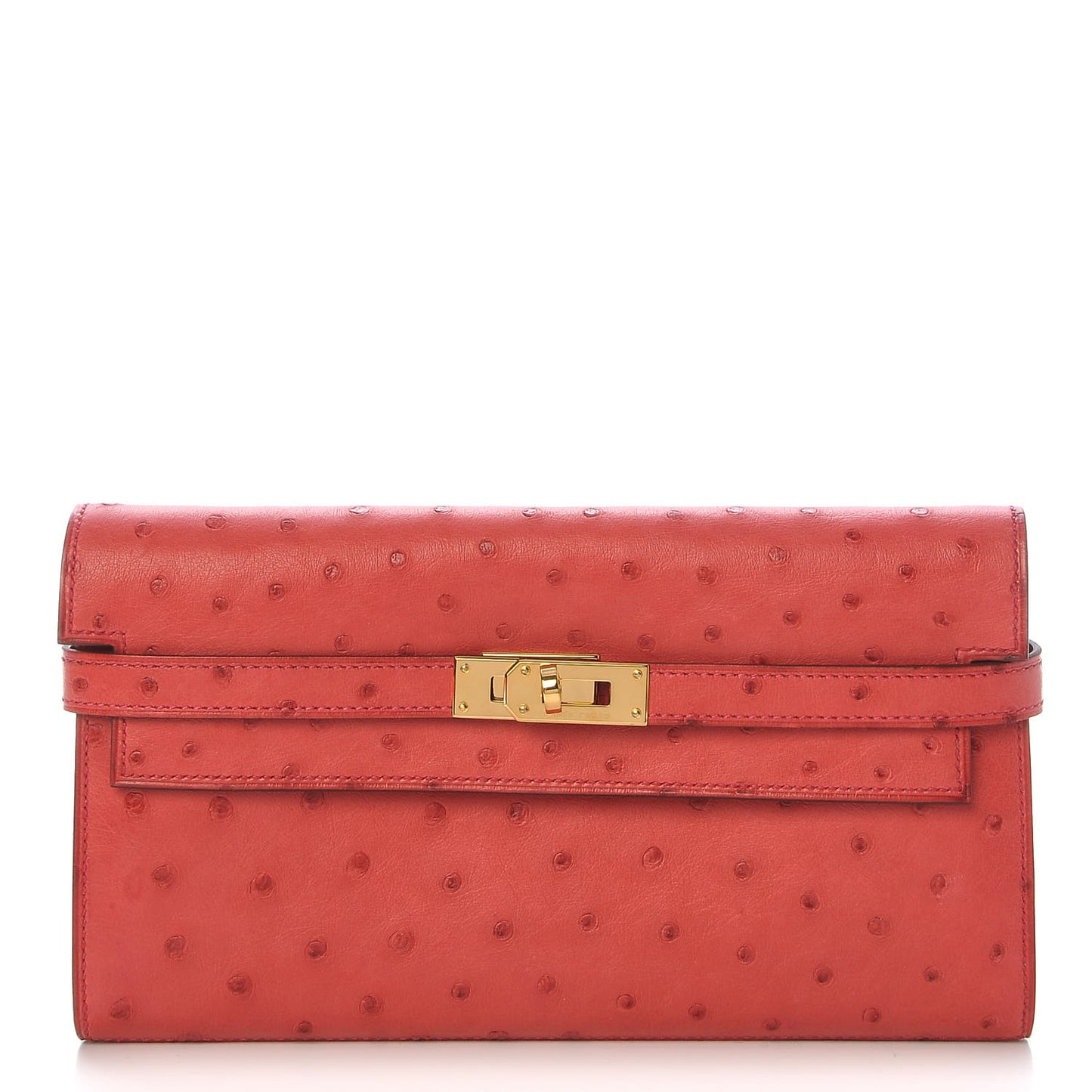 Ostrich Kelly Longue Wallet Bougainvillea