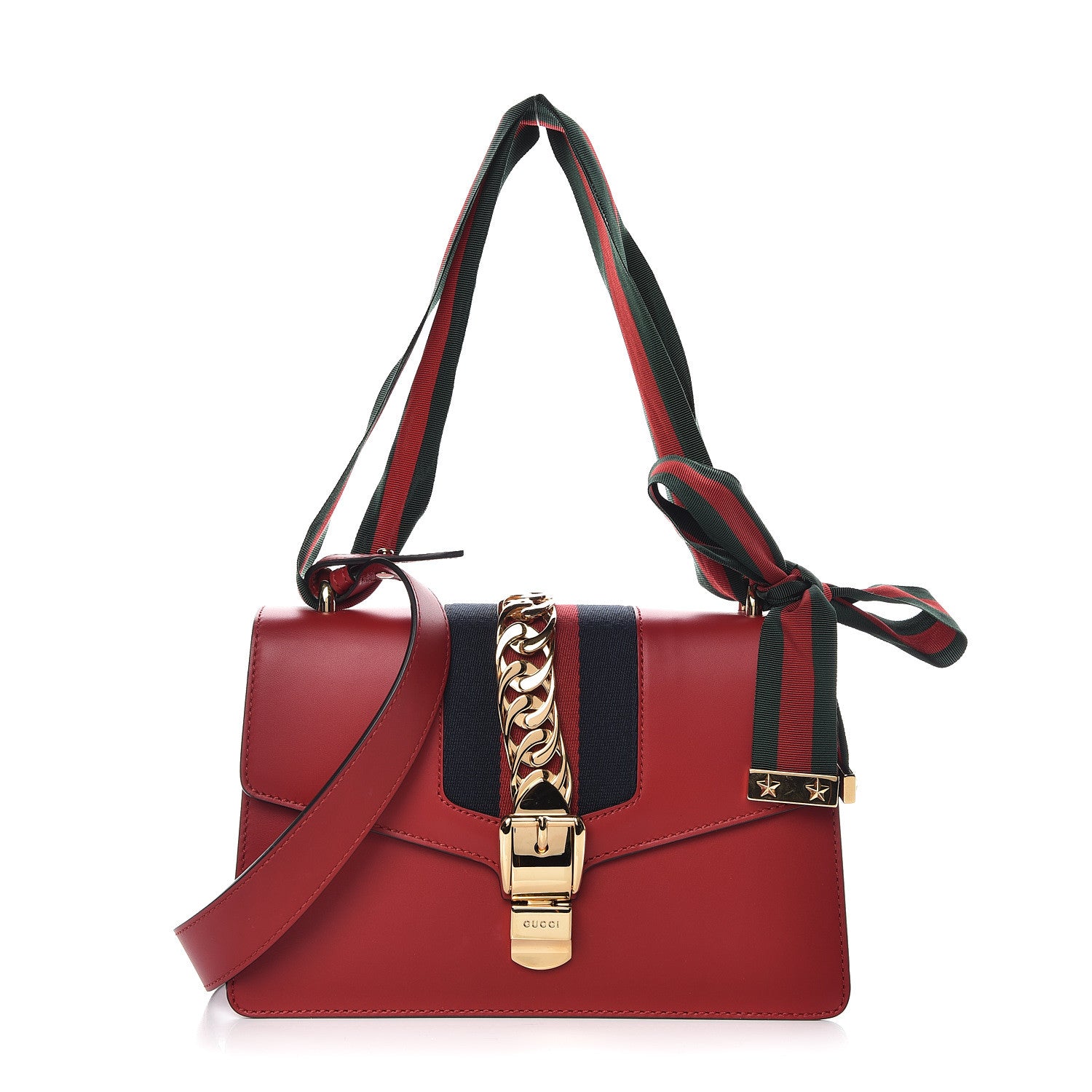 Gucci Calfskin Small Sylvie Shoulder Bag Hibiscus Red 1 of 12