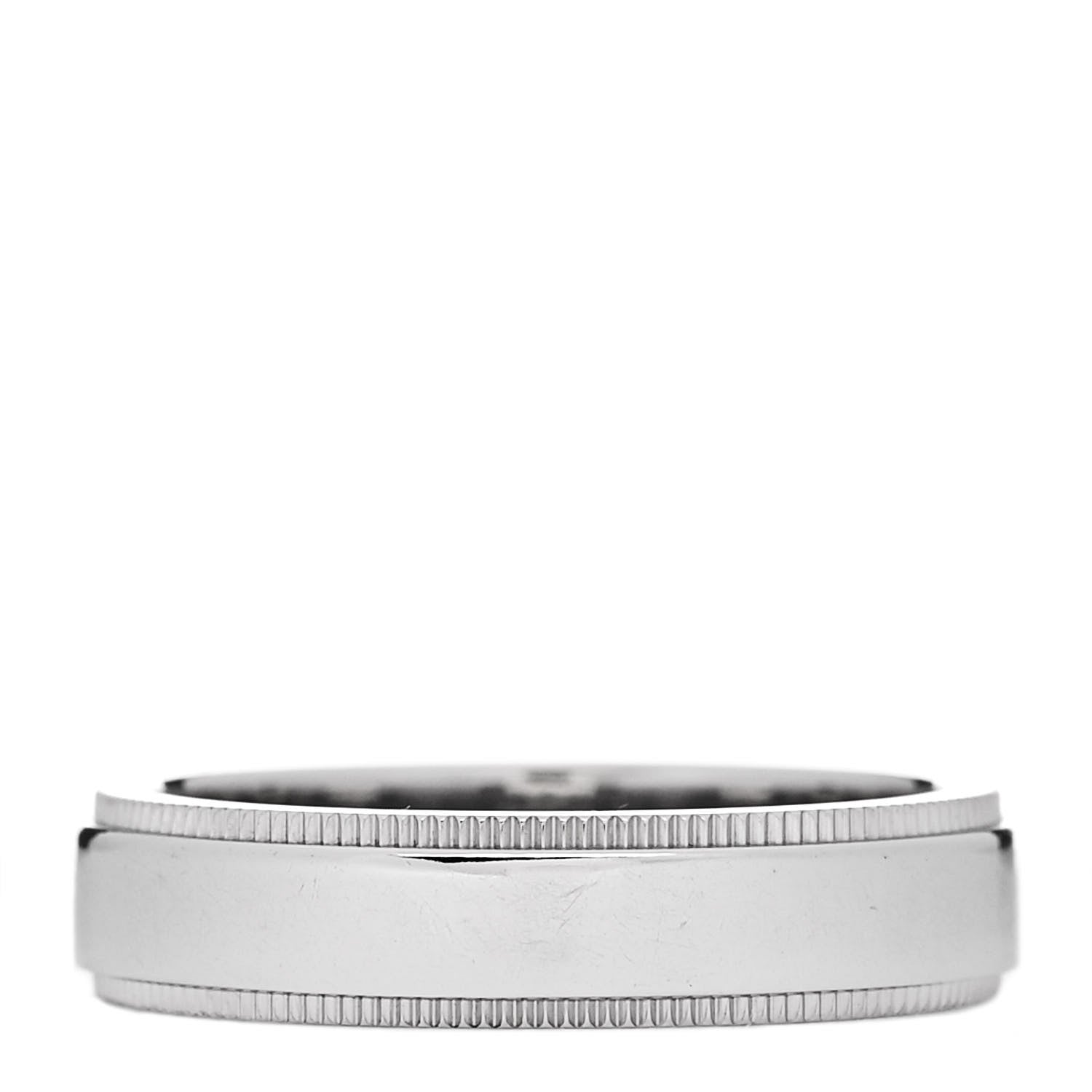 Tiffany Platinum MIlgrain Logo Band Ring 49 5 3 of 4