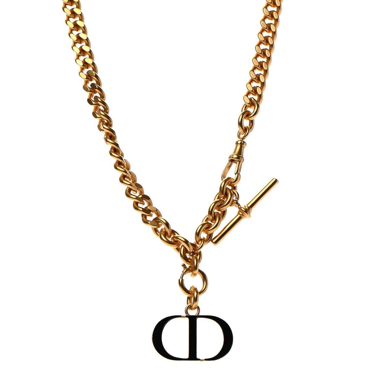 Christian Dior Metal CD Necklace Gold 1 of 5