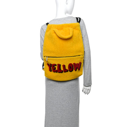 Fendi Shearling Calfskin Vocabulary Drawstring Backpack Yellow 2 of 9