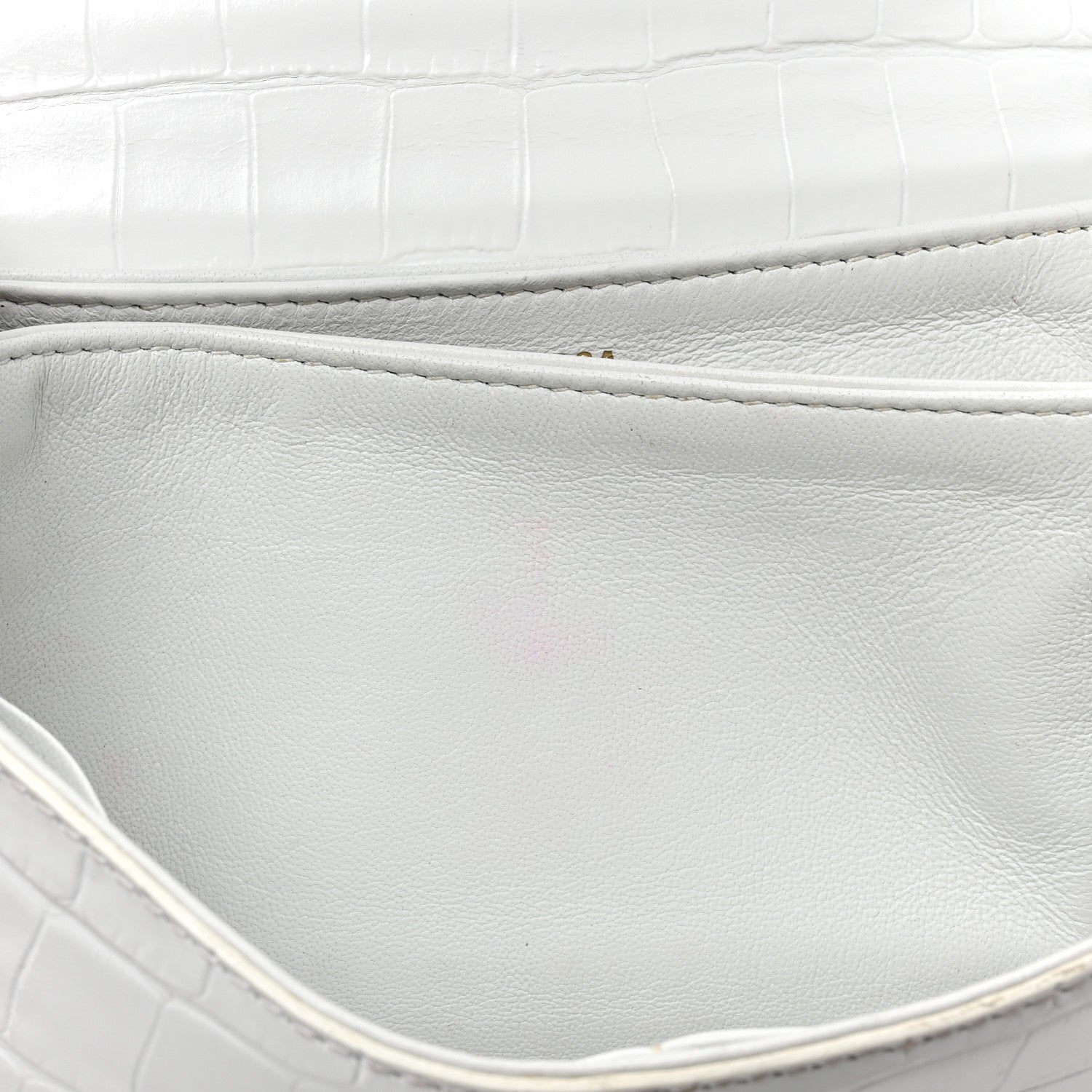 Balenciaga Shiny Extra Supple Calfskin Crocodile Embossed Small Triplet Bag Optic White 8 of 19