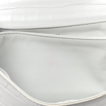 Balenciaga Shiny Extra Supple Calfskin Crocodile Embossed Small Triplet Bag Optic White 8 of 19