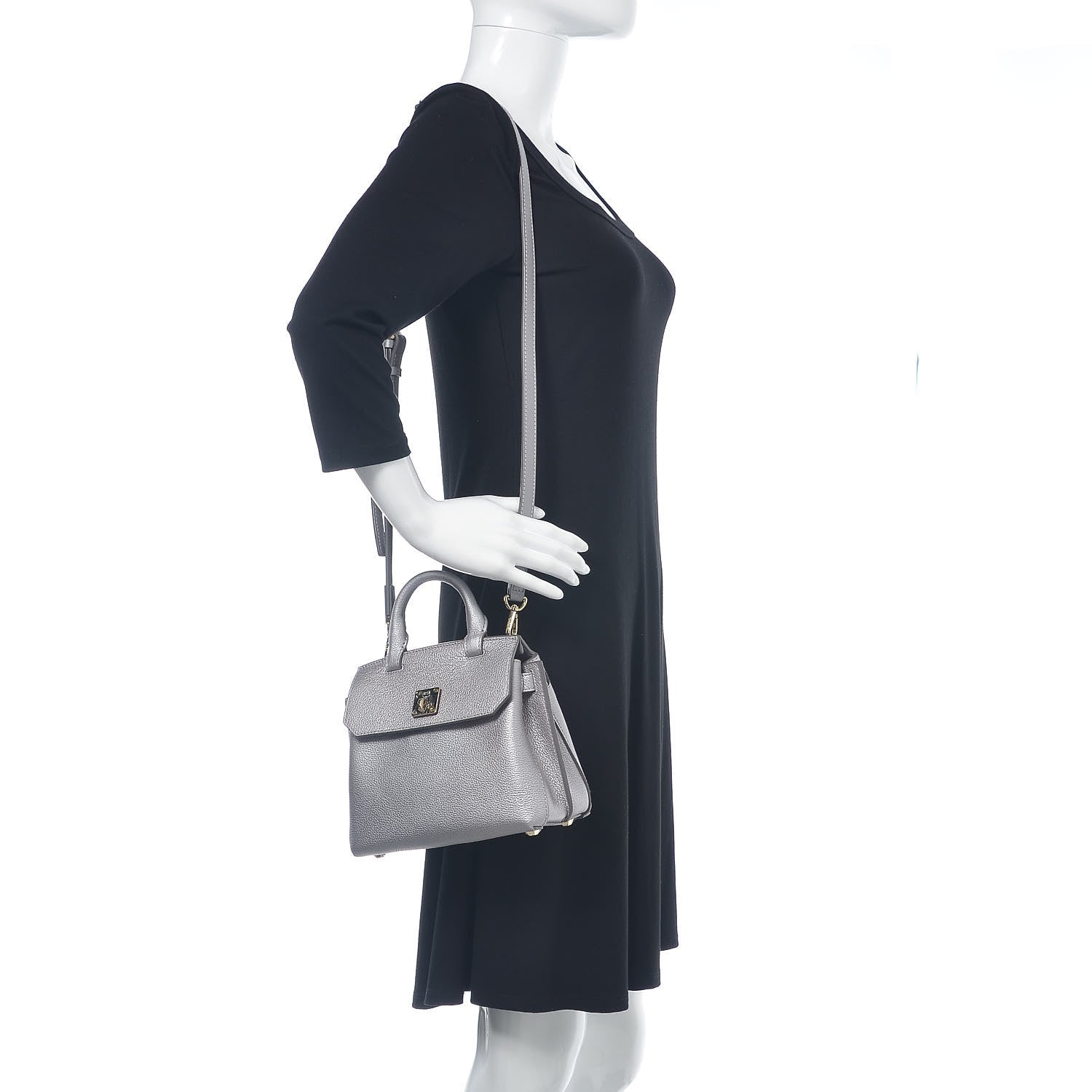 MCM Metallic Grained Calfskin Mini Milla Crossbody Silver 2 of 8