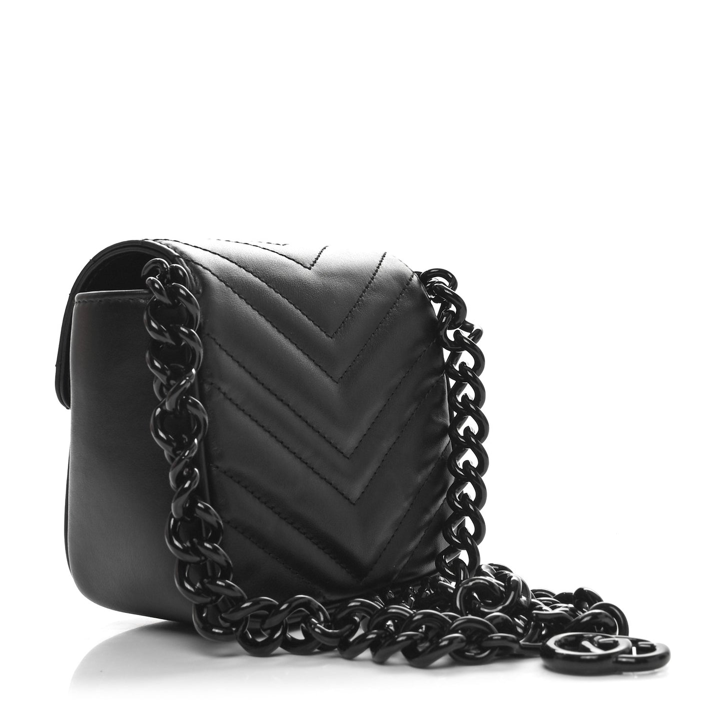 Calfskin Matelasse Monochrome GG Marmont Chain Mini Belt Bag Black