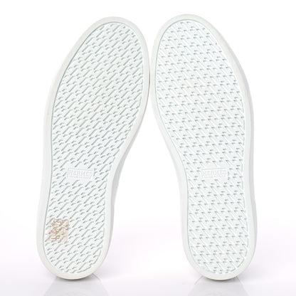 Hermes Calfskin Womens Advantage Sneakers 38.5 White Gris Argente 5 of 7