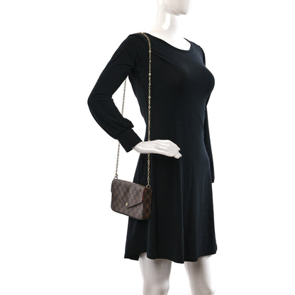 Louis Vuitton Damier Ebene Pochette Felicie Chain Wallet 2 of 10