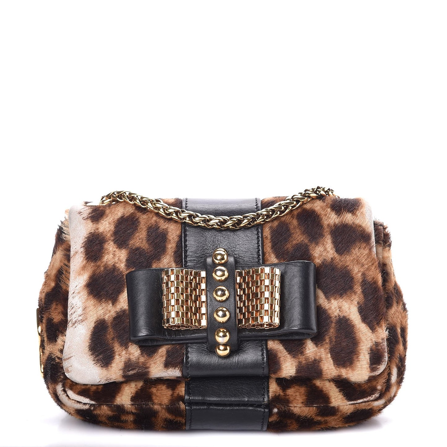 Calf Hair Leopard Print Sweet Charity Crossbody Bag