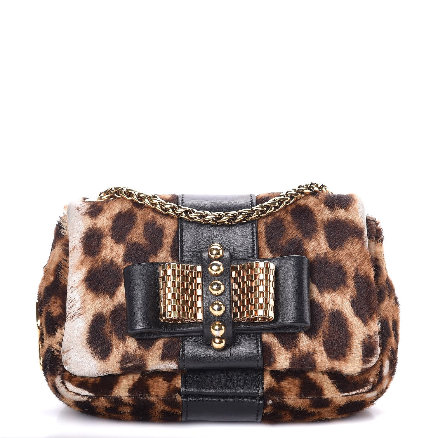 Christian Louboutin Calf Hair Leopard Print Sweet Charity Crossbody Bag 1 of 12