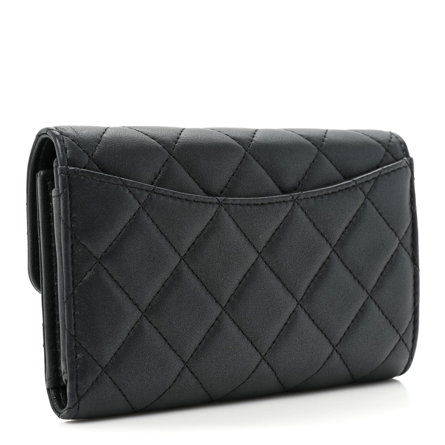 Lambskin Quilted Medium Flap Wallet So Black