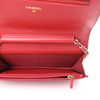 Chanel Caviar Camellia Embossed Wallet On Chain WOC Red 5 of 12