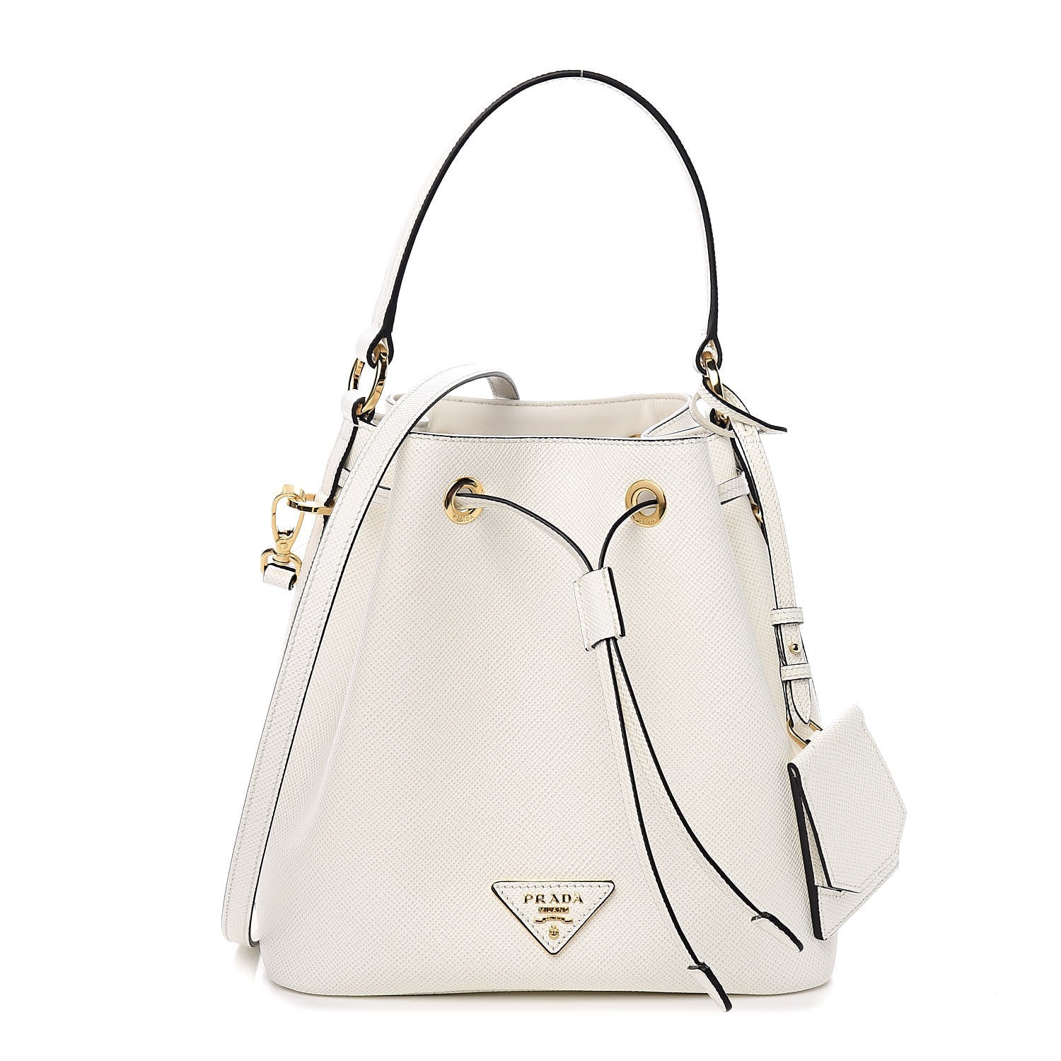Prada Saffiano Bucket Bag White 1 of 9