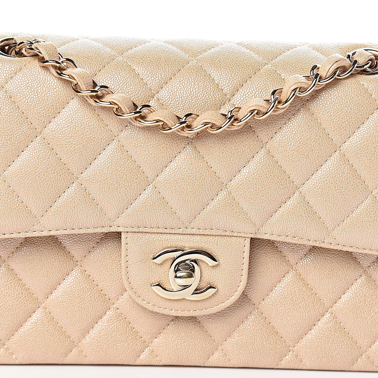 Chanel Iridescent Caviar Quilted Small Double Flap Beige 8 of 11