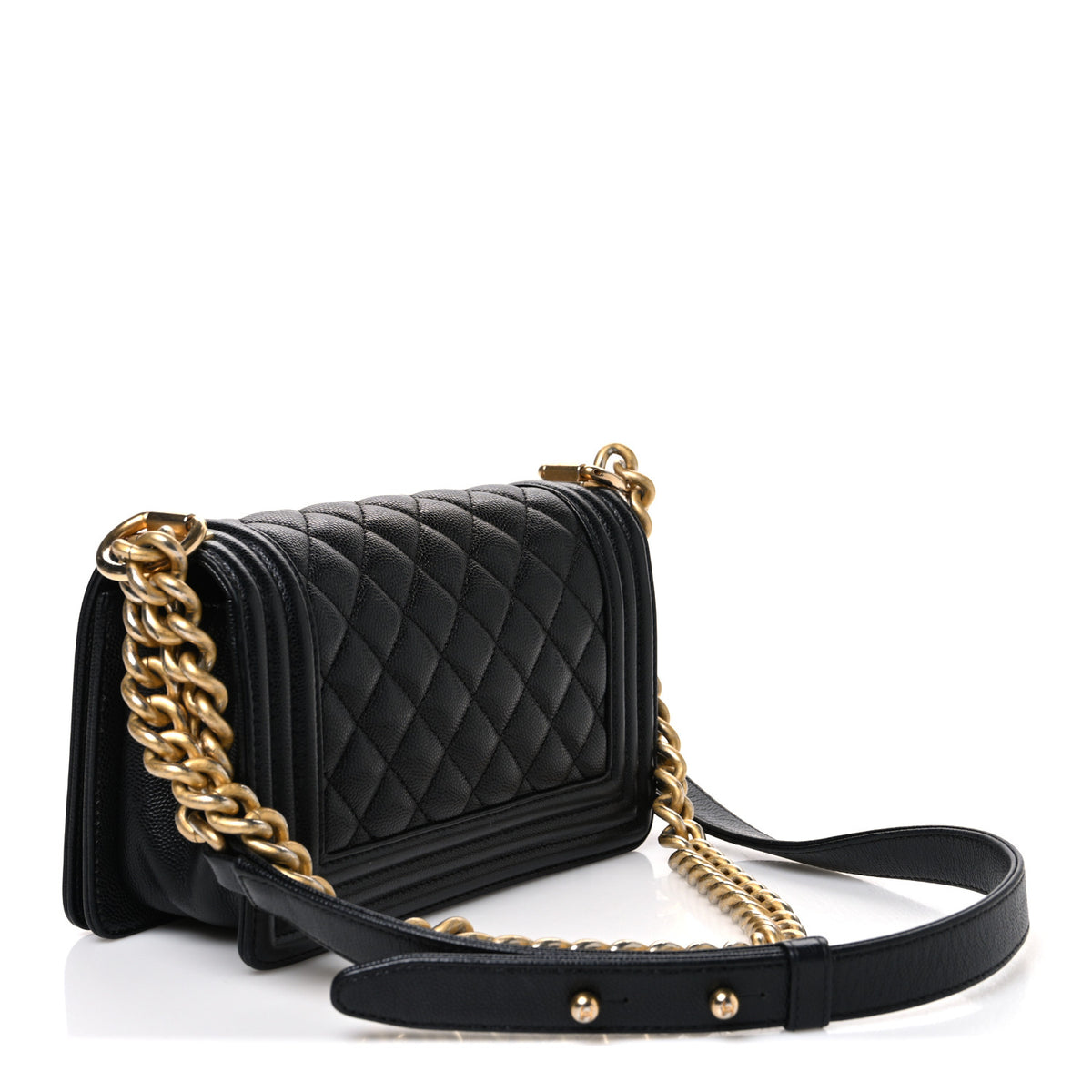 Caviar Quilted Small Boy Flap Black