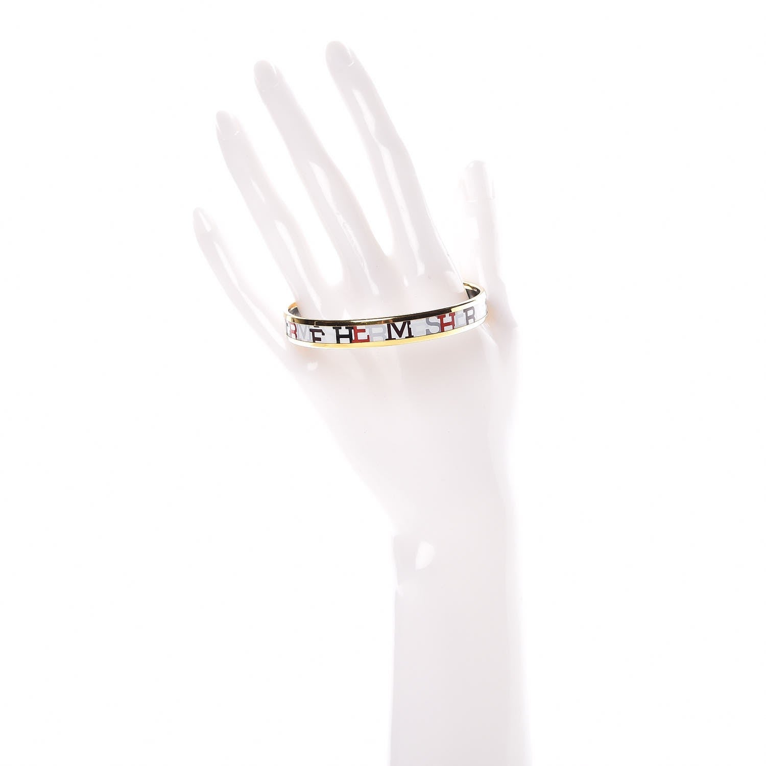 Hermes Enamel Printed Narrow Capitales Bracelet 65 2 of 6