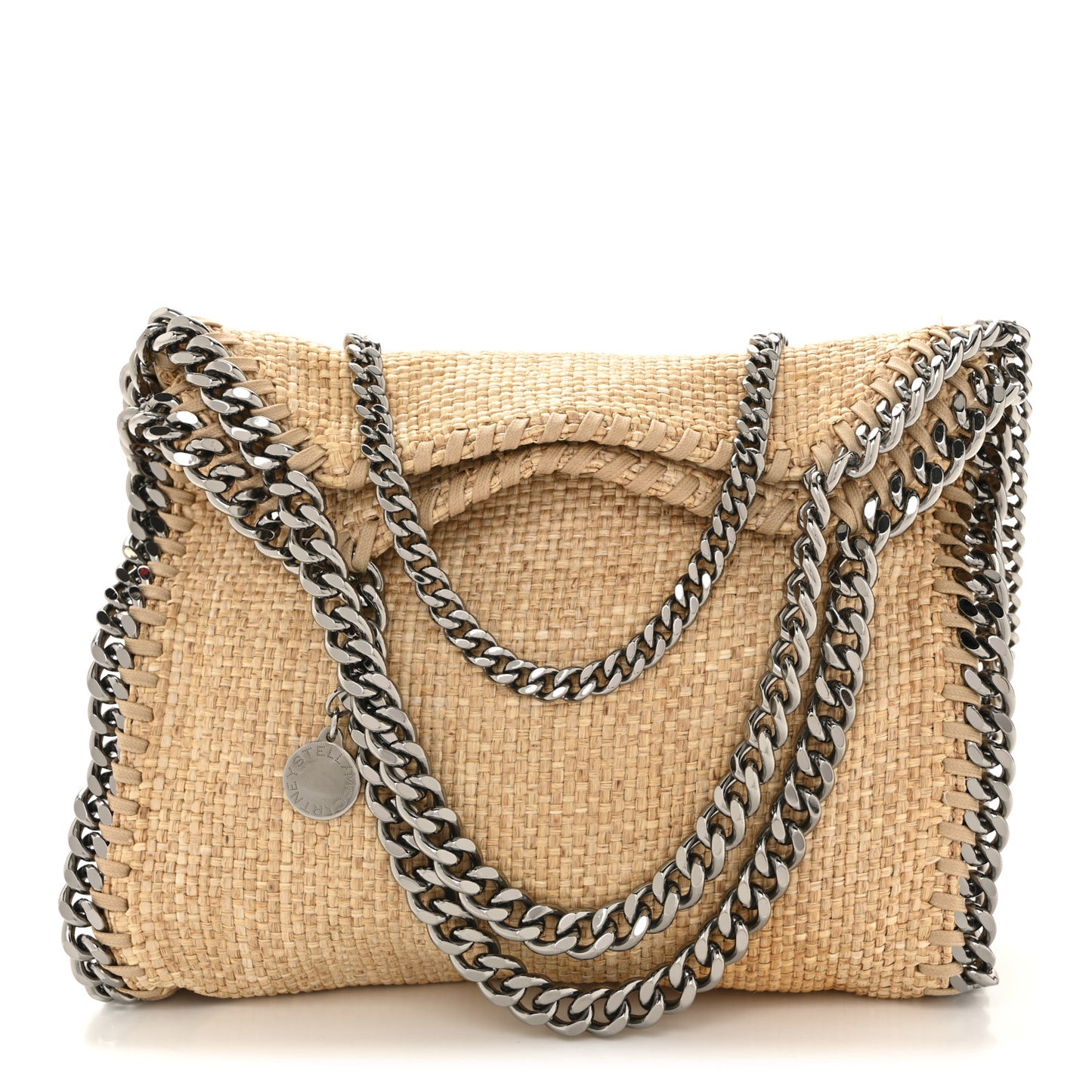 Woven Raffia Mini Falabella Fold Over Natural