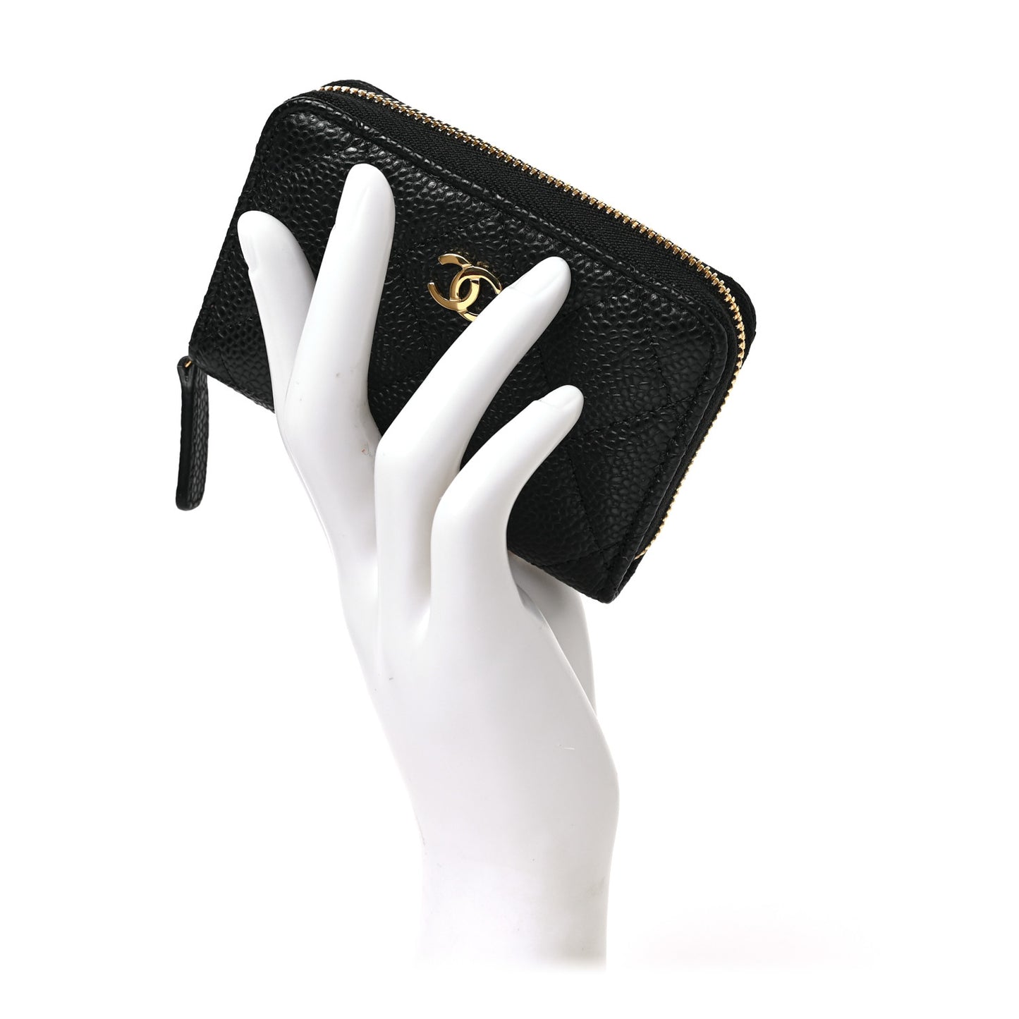 Caviar Quilted Zip Coin Purse Black