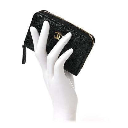 Chanel Caviar Quilted Zip Coin Purse Black 2 of 8