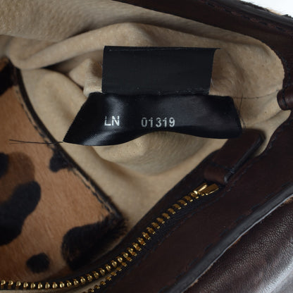 Prada Calf Hair Leopard Print Pushlock Envelope Clutch Miele 6 of 9