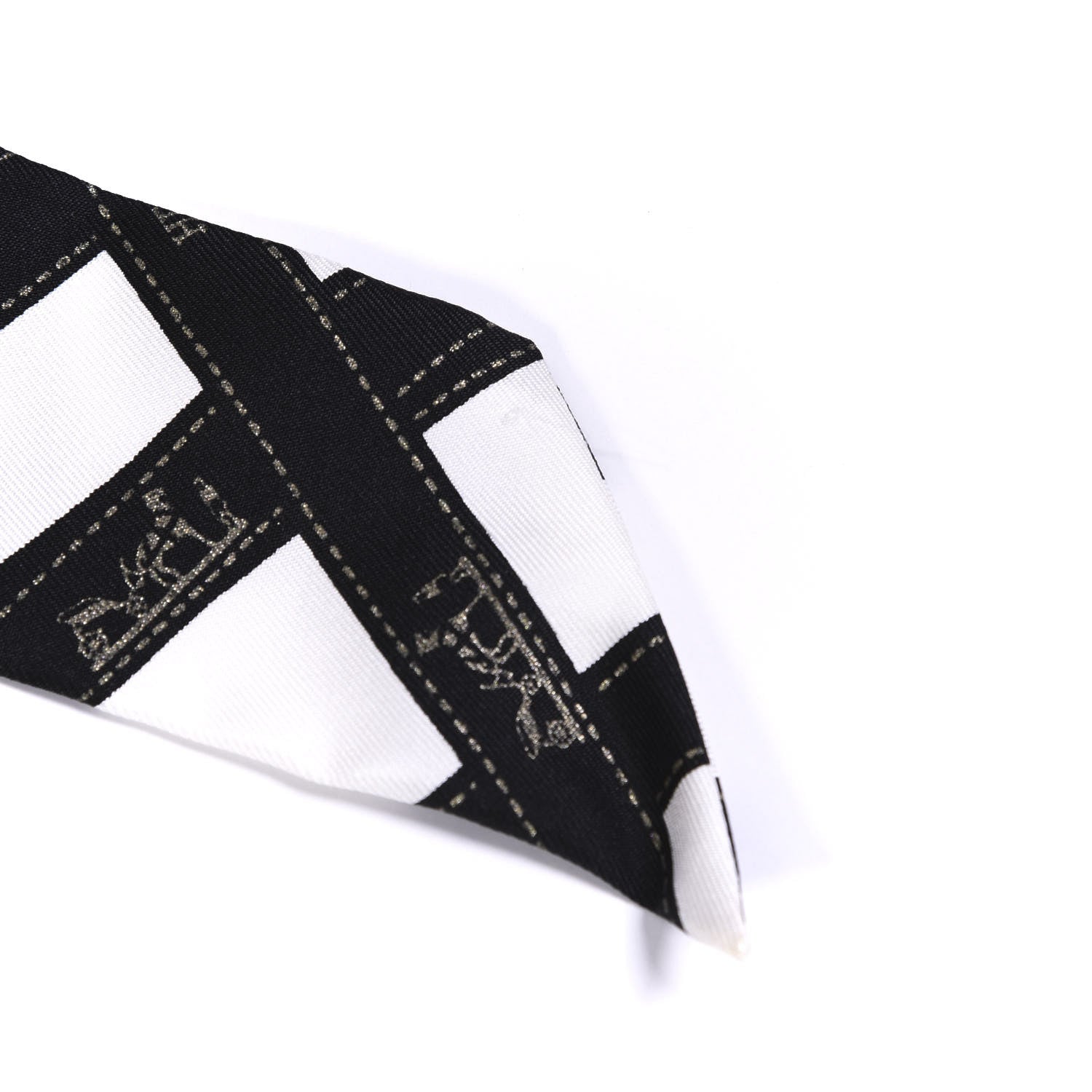 Hermes Silk Bolduc Twilly White Black 4 of 4