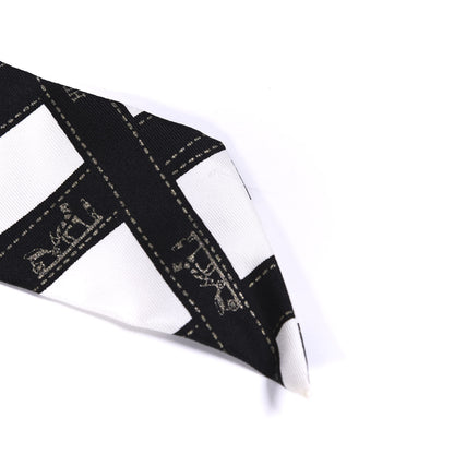 Hermes Silk Bolduc Twilly White Black 4 of 4