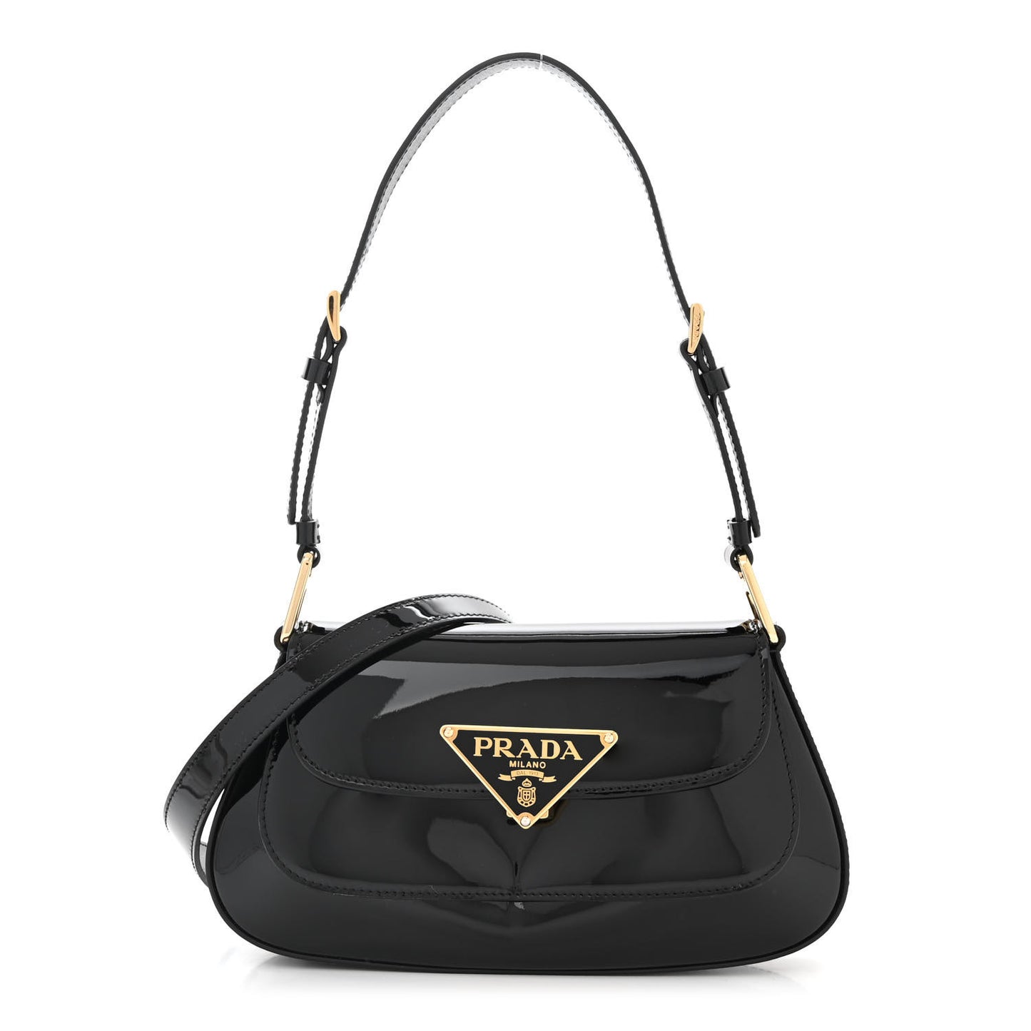 Spazzolato Triangle Flap Shoulder Bag Black