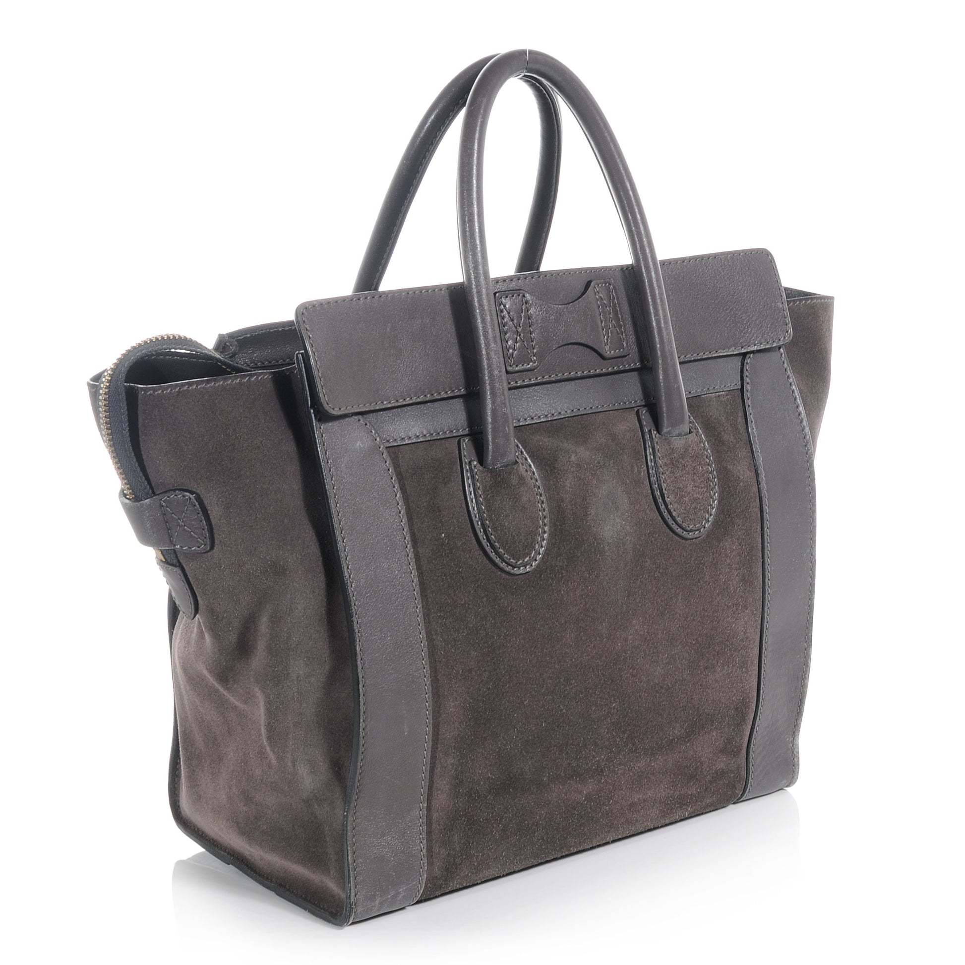 Celine Calfskin Suede Mini Luggage Gray 3 of 7