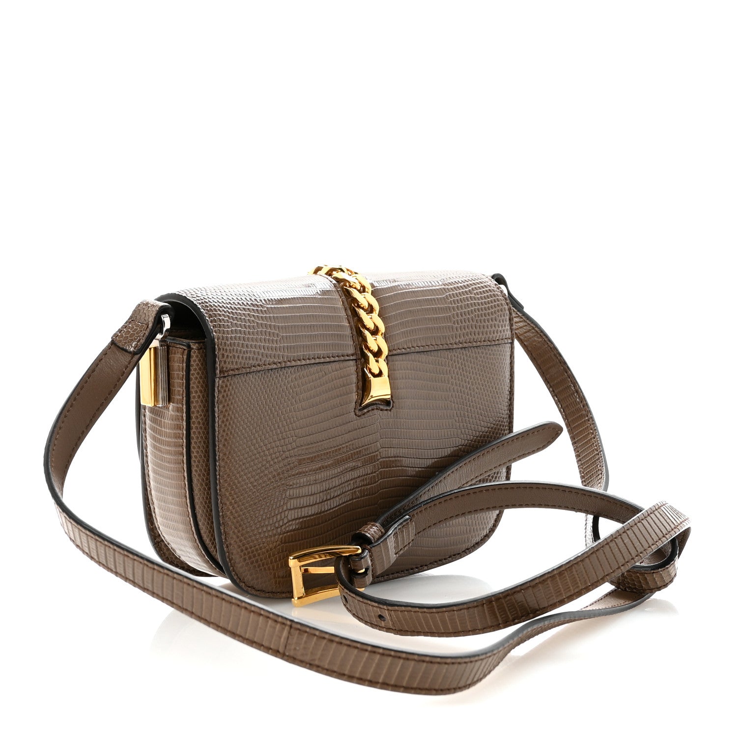 Gucci Lizard Mini Sylvie 1969 Messenger Bag Taupe 3 of 10