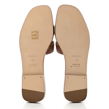 Hermes Box Calfskin Oran Sandals 39 Gold 5 of 9
