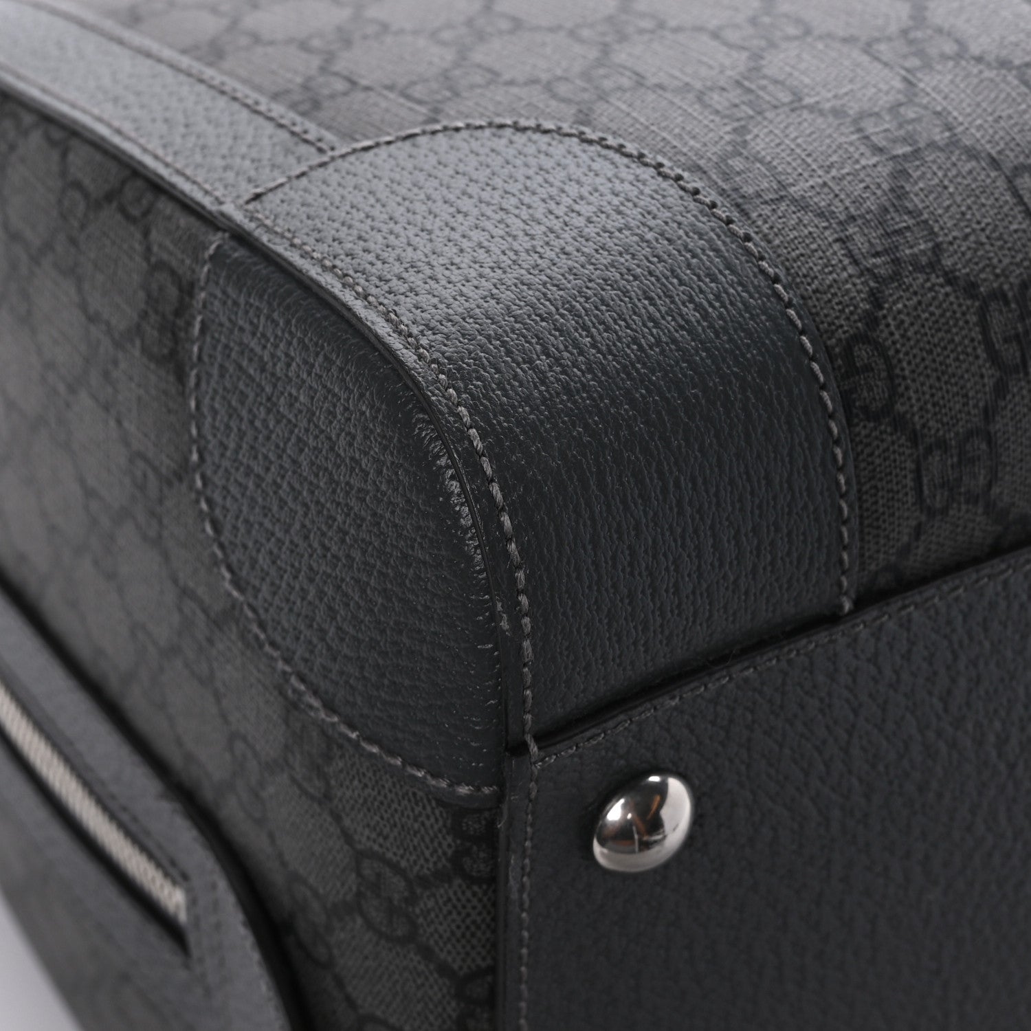 Gucci GG Supreme Monogram Textured Dollar Calfskin Medium Savoy Duffle Bag Grey Black Graphite Grey 9 of 10