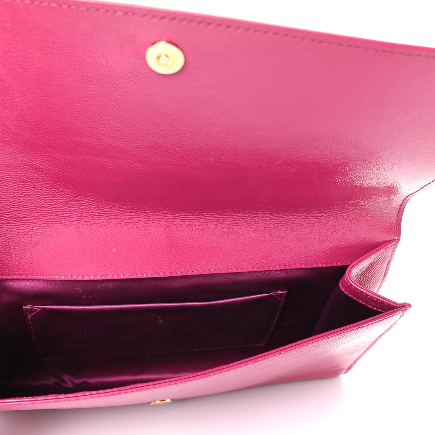 Saint Laurent Textured Patent Monogram Large Belle De Jour Clutch Fuchsia 5 of 8