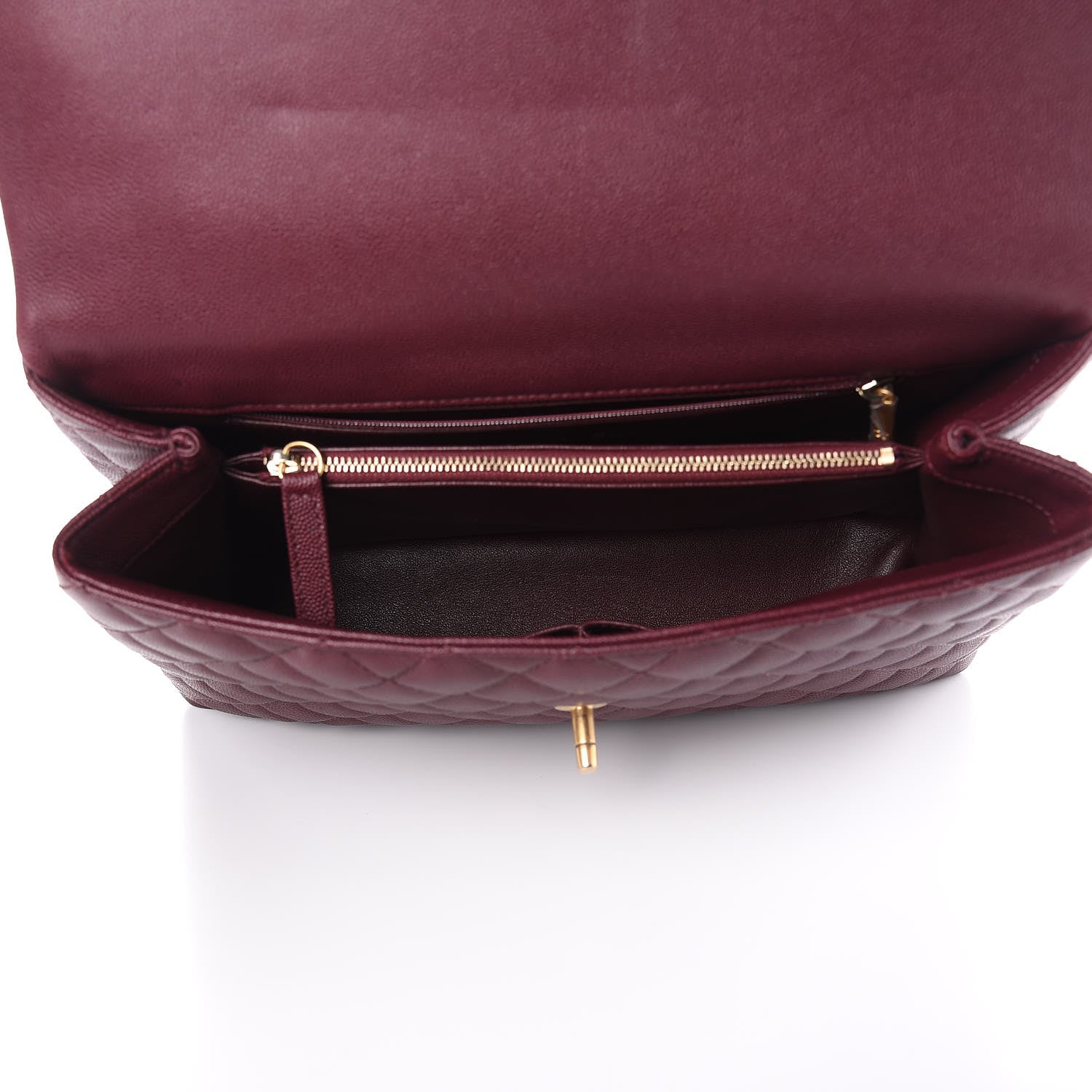 Chanel Caviar Lizard Quilted Medium Coco Handle Flap Burgundy 5 of 11