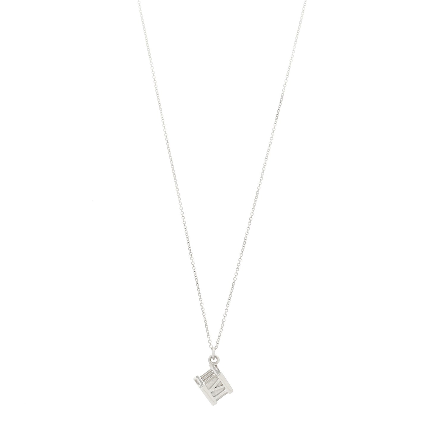 Sterling Silver Atlas Cube Pendant Necklace