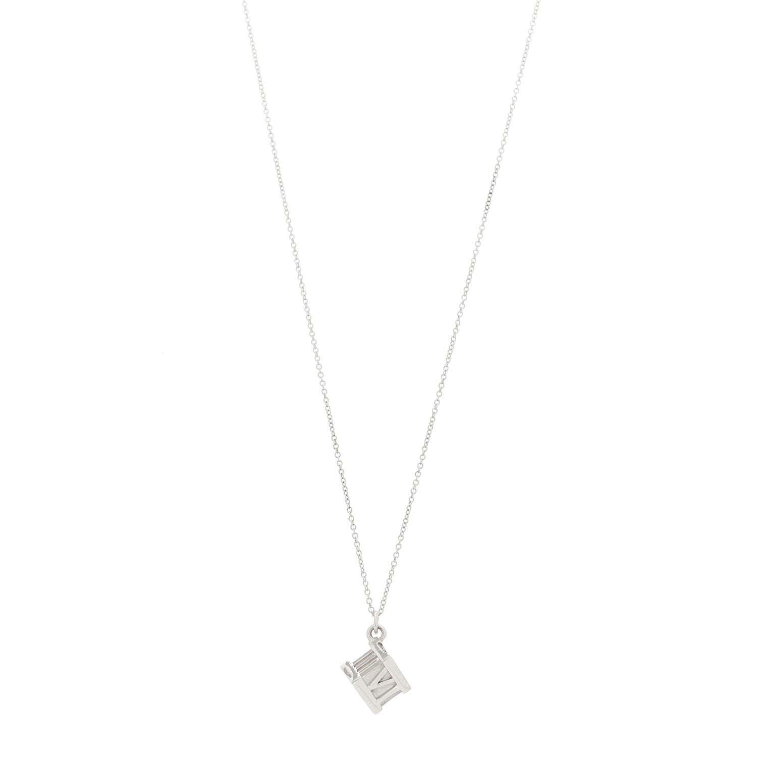 Tiffany Sterling Silver Atlas Cube Pendant Necklace 1 of 5