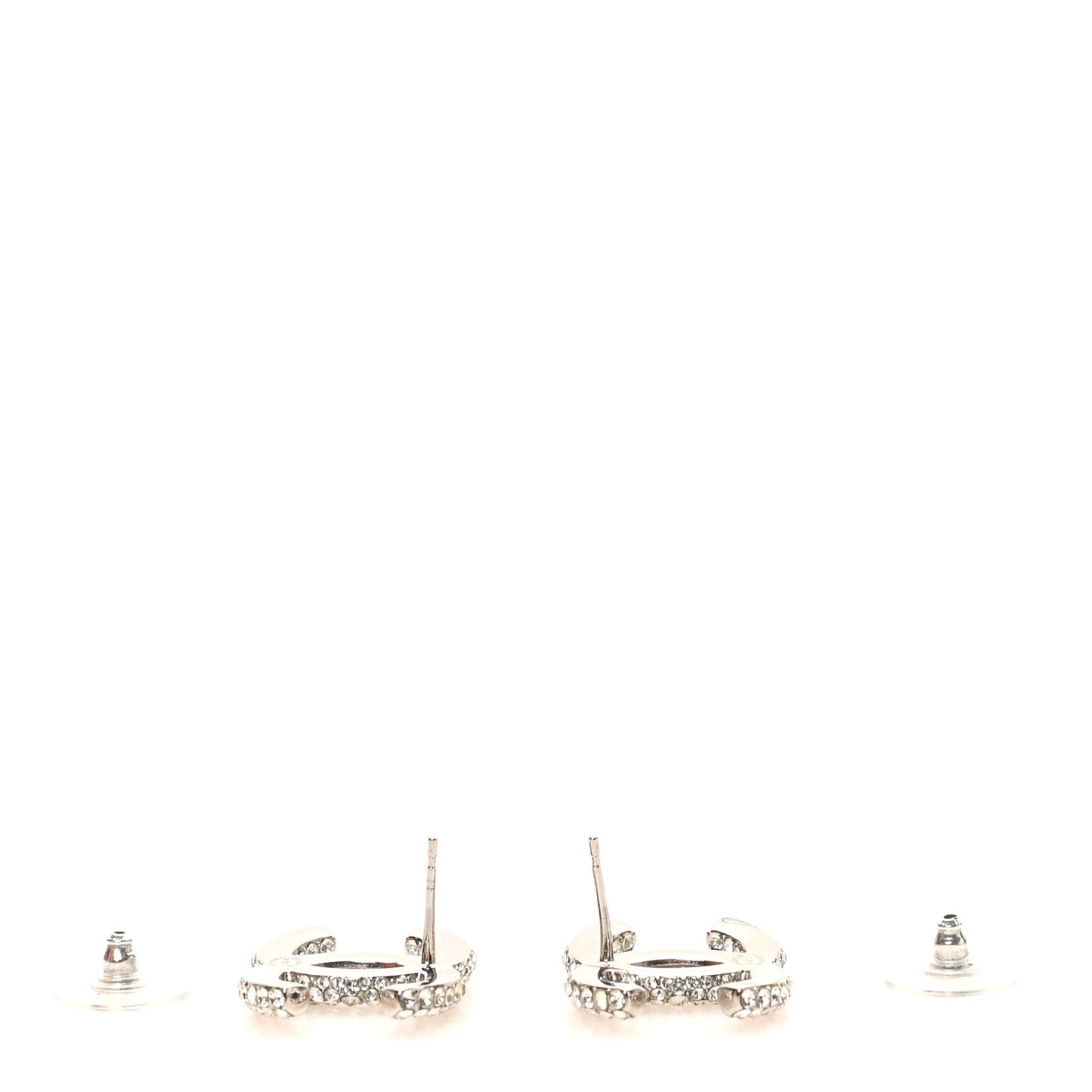 Crystal CC Treasure Chest Earrings Silver