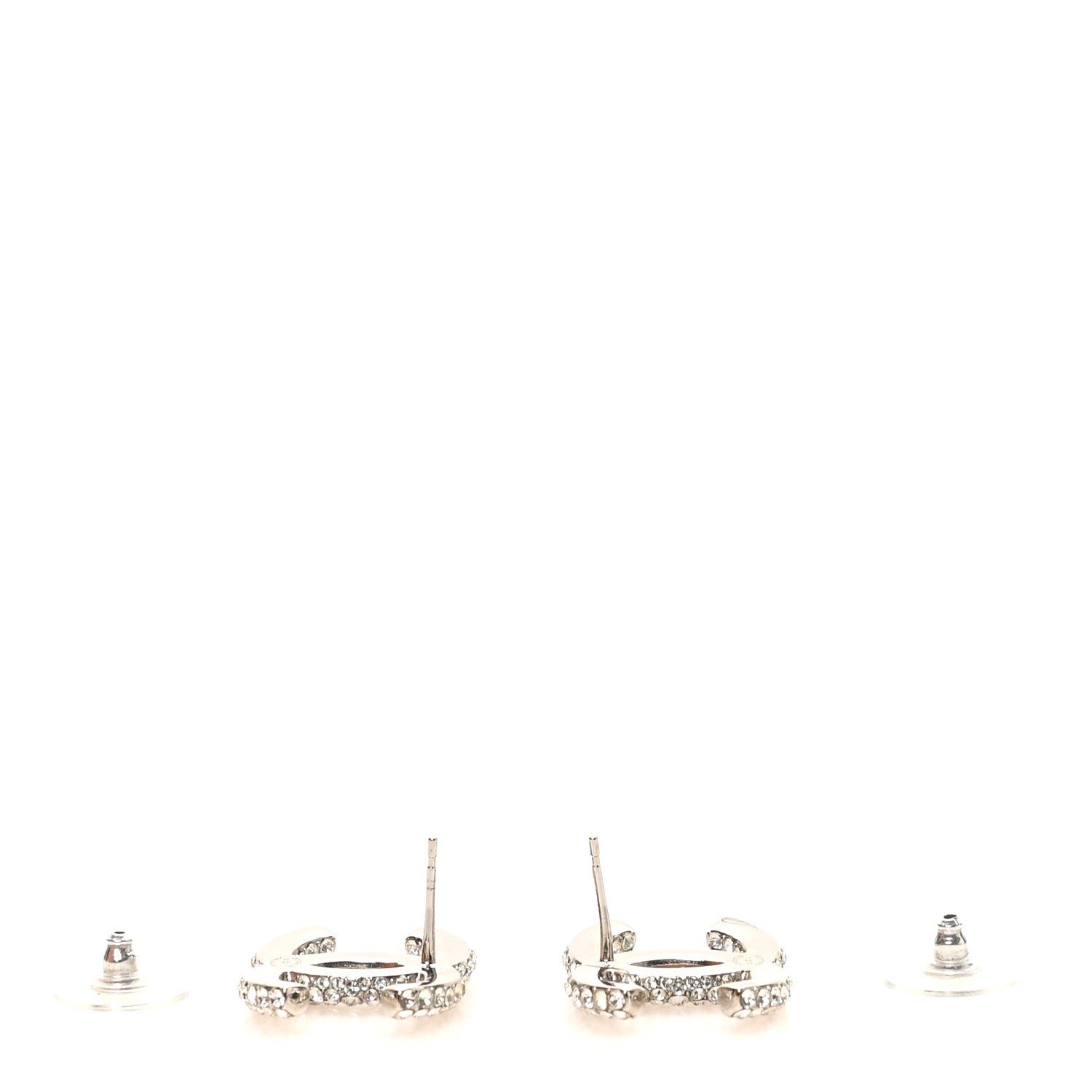 Chanel Crystal CC Treasure Chest Earrings Silver 3 of 4