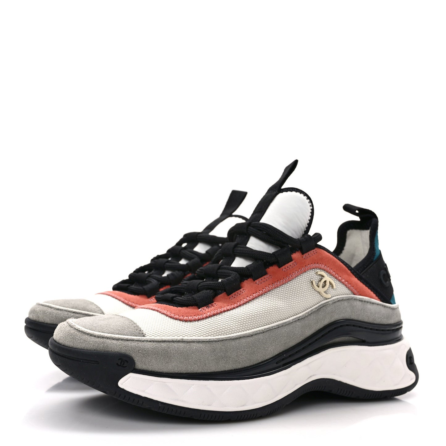 Fabric Suede CC Sneakers 37 White Light Grey Pink