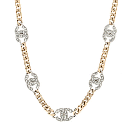 Chanel Crystal Chain CC Link Choker Gold Silver 1 of 4