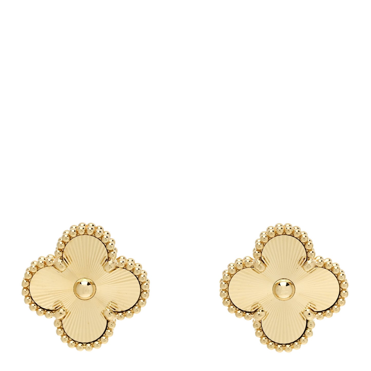 18K Yellow Gold Guilloche Vintage Alhambra Earrings
