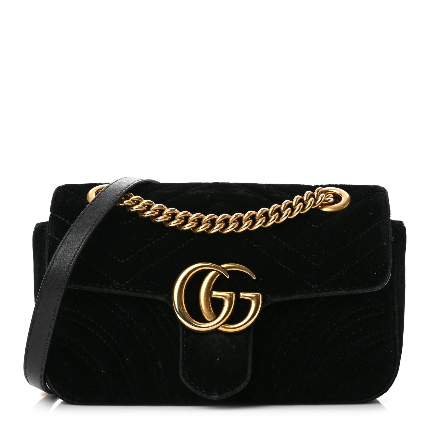 Velvet Matelasse Mini GG Marmont Shoulder Bag Black