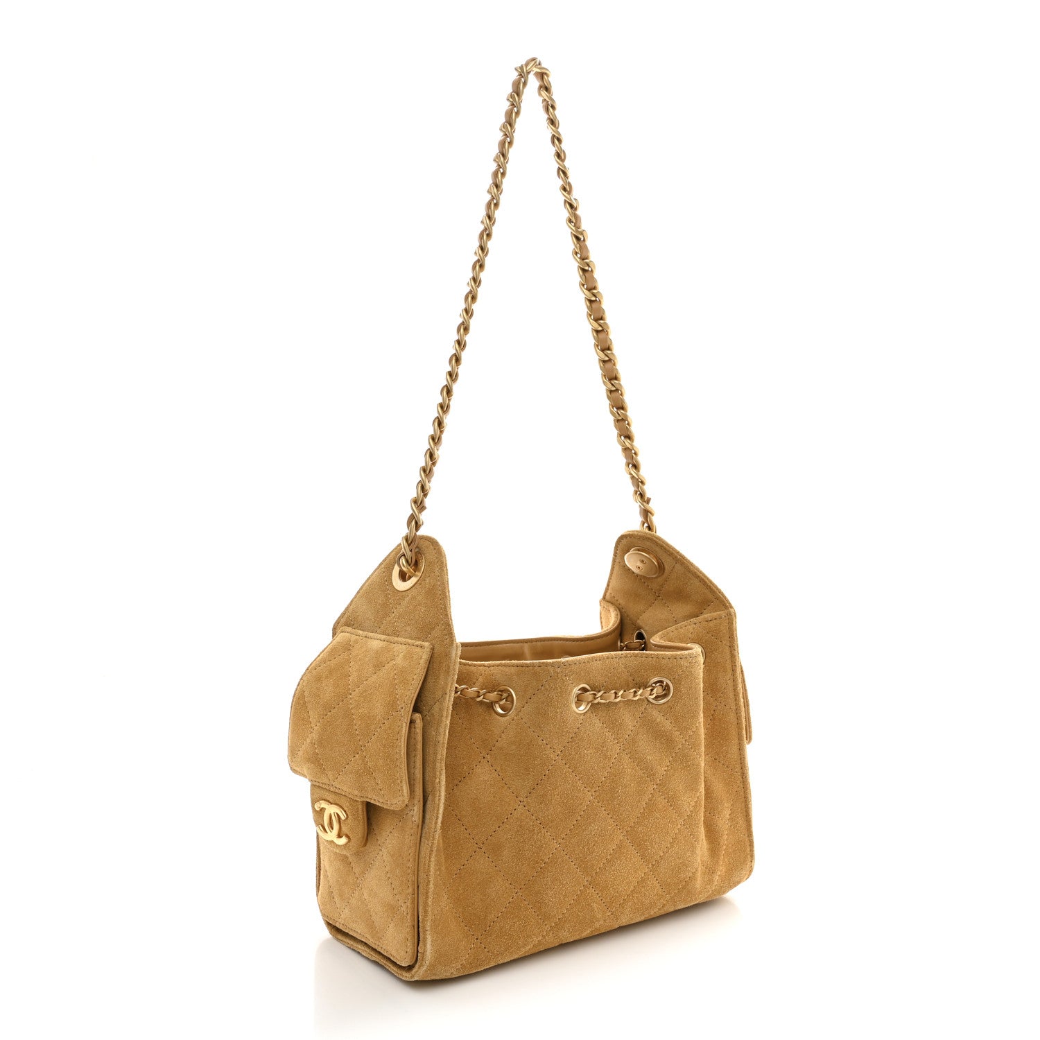 Chanel Suede Quilted Mini Chanel 25 Handbag Beige 3 of 11