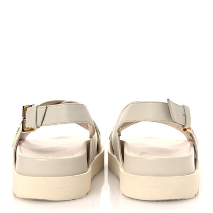 Gucci Calfskin Elizabeth Nappa Charlotte Logo Slingback Sandals 37.5 Mystic White Platino 6 of 15